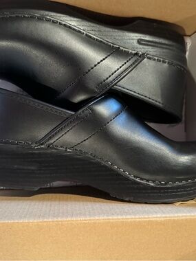 Dansko Women's Black Leather Slip-On Clogs